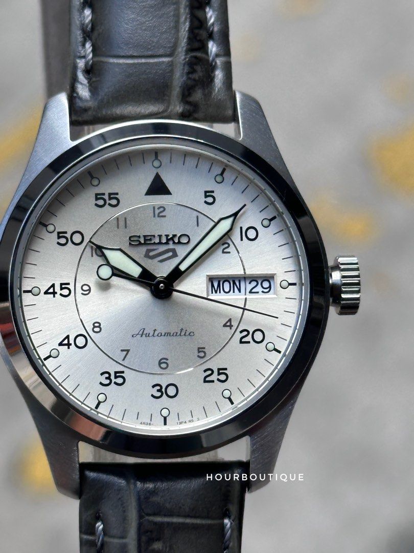 Brand New Seiko 5 Mid Size 36mm Cream Sunburst Dial Automatic Watch SRPJ87JK1