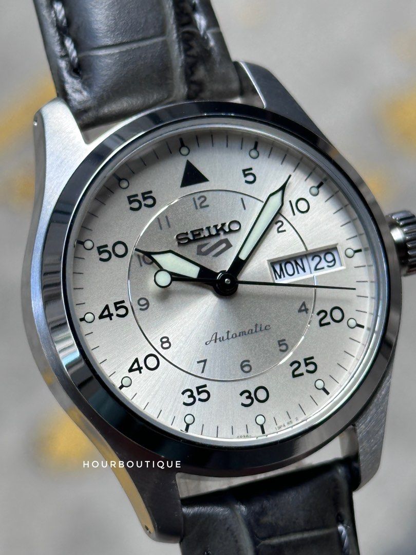 Brand New Seiko 5 Mid Size 36mm Cream Sunburst Dial Automatic Watch SRPJ87JK1