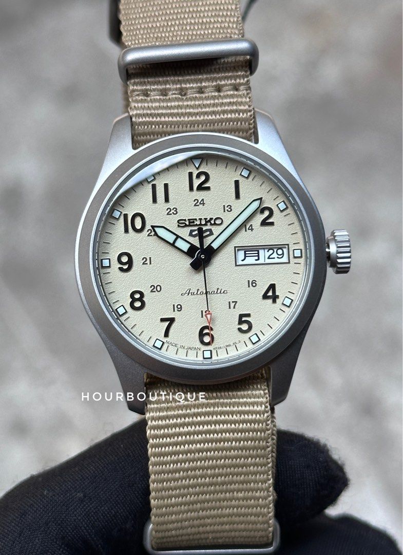 Brand New Seiko 5 Mid Size Cream Dial JDM Automatic Watch SBSA199