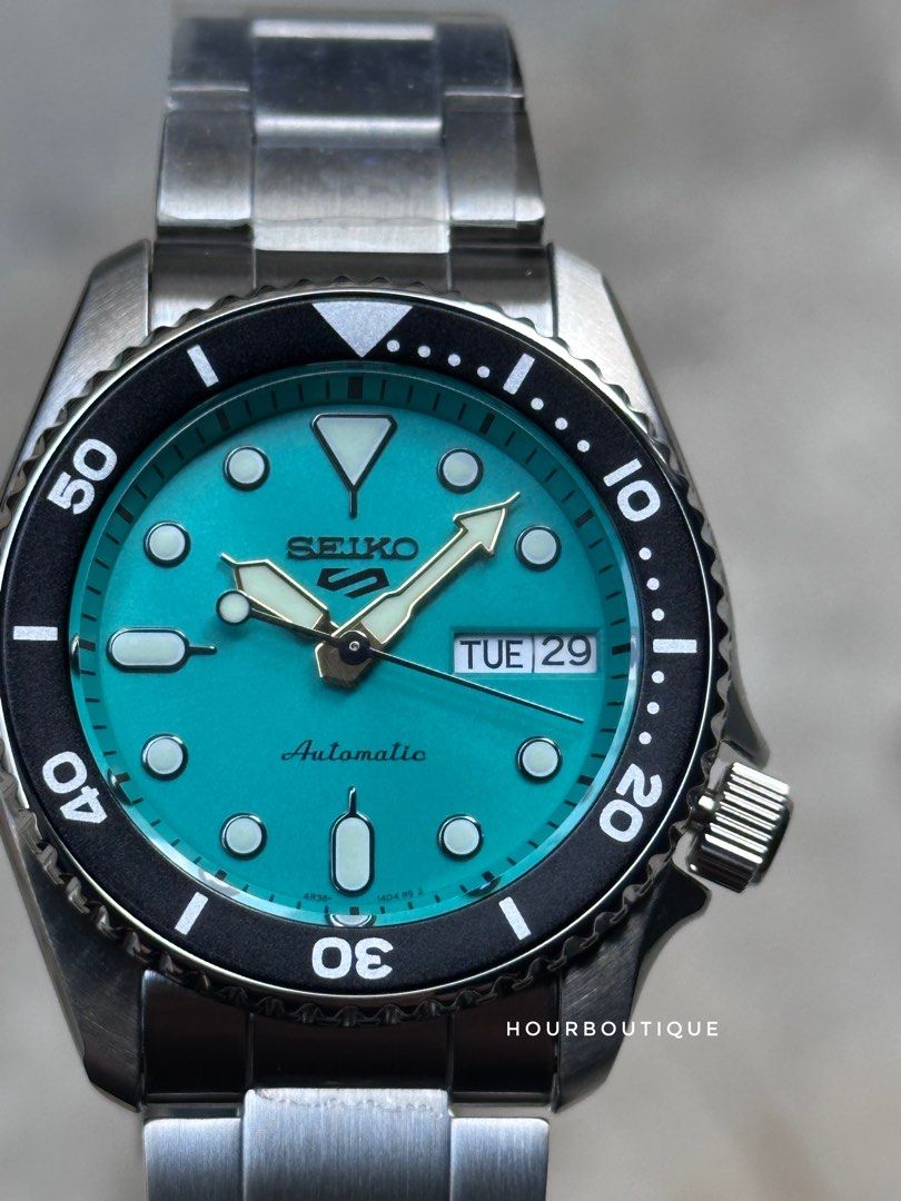 Brand New Seiko 5 Mid Size Mint Blue Automatic Watch SRPK33k1