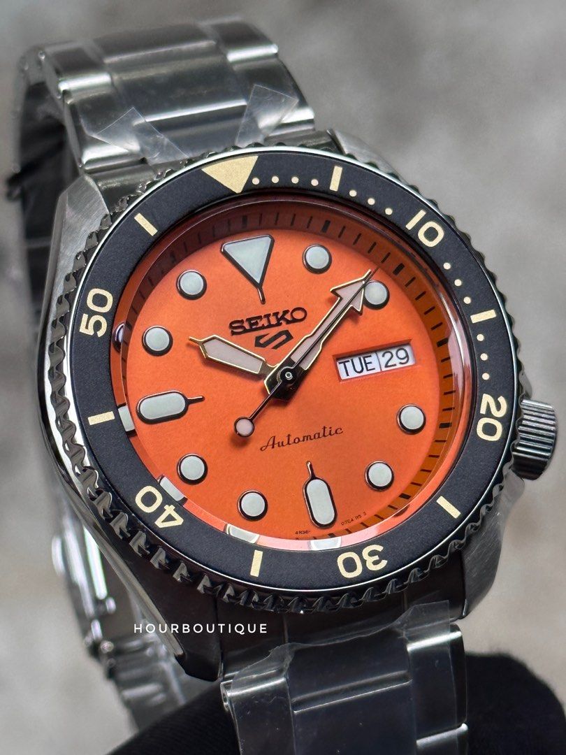 Brand New Seiko 5 Orange Sunburst Dial Men’s Automatic Watch SRPD59K1