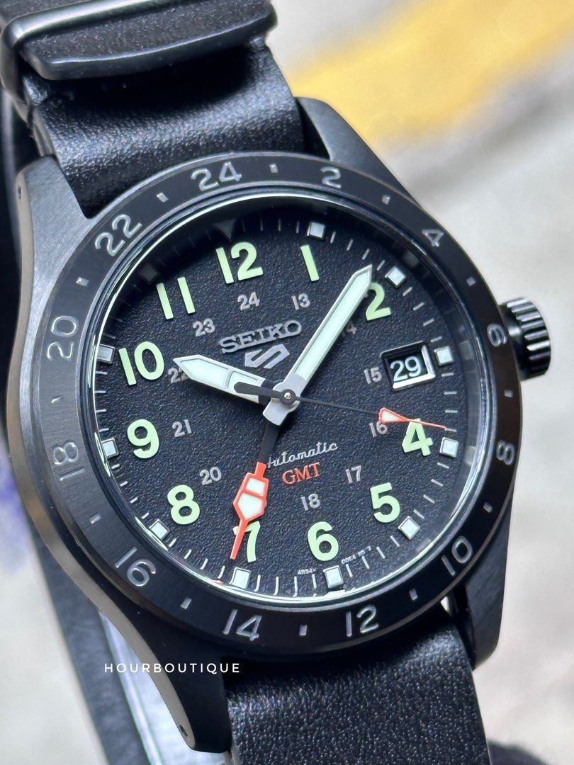 Brand New Seiko 5 PVD Black Explorer Mens Automatic FieldWatch SSK025k1