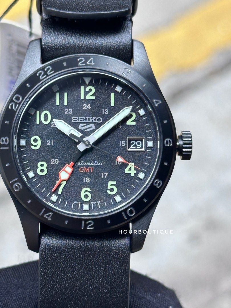 Brand New Seiko 5 PVD Black Explorer Mens Automatic FieldWatch SSK025k1