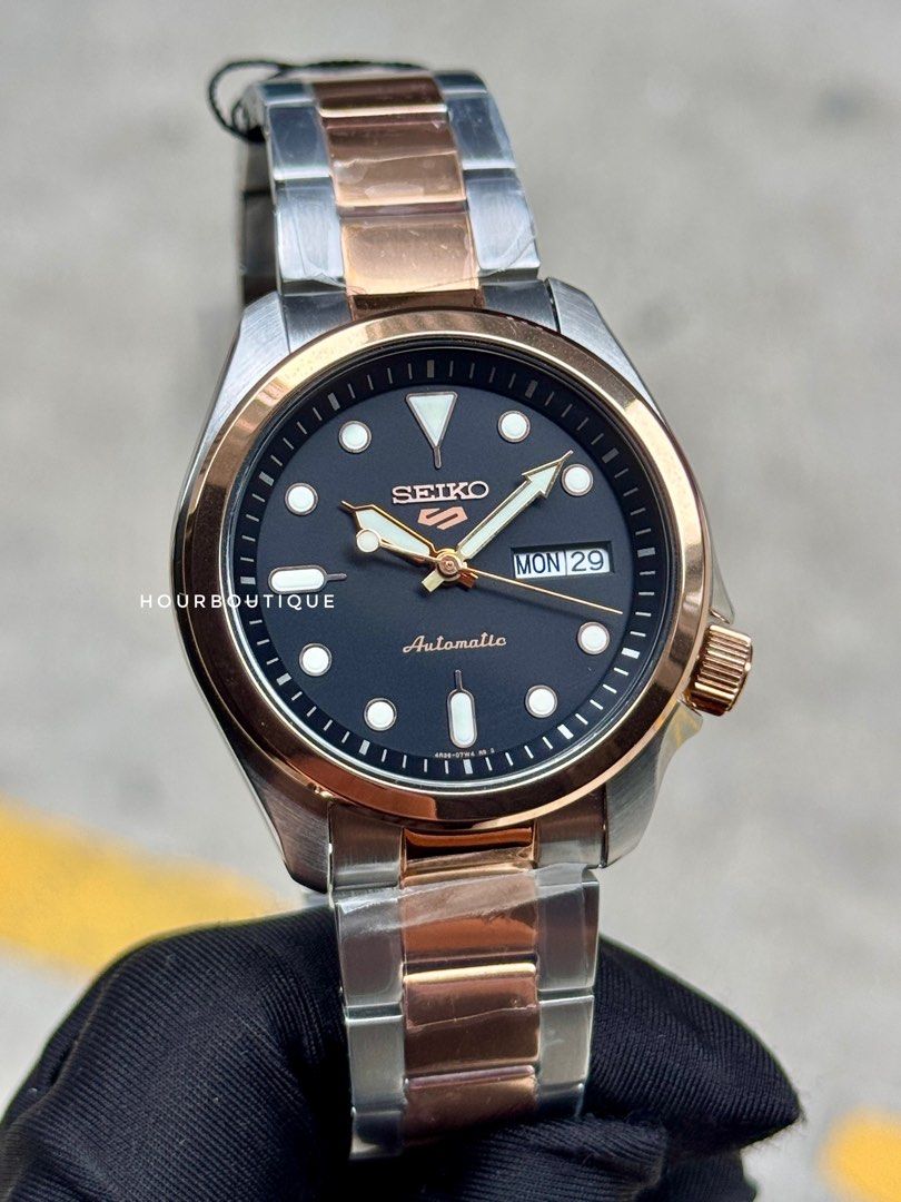 Brand New Seiko 5 Two Tone Rose Gold Automatic Watch SRPE58K1