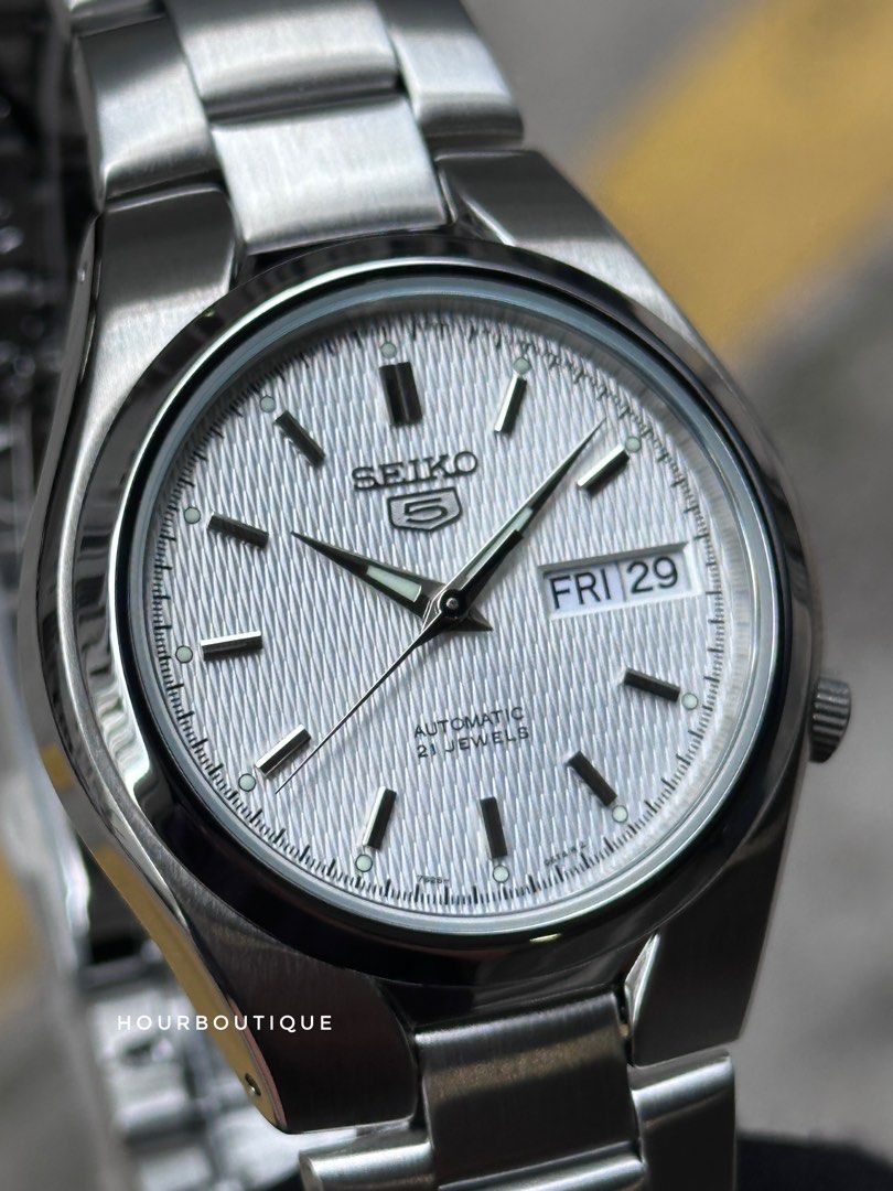 Brand New Seiko 5 White Mesh Dial 37mm Automatic Watch SNK601K1