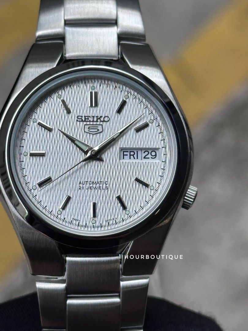 Brand New Seiko 5 White Mesh Dial 37mm Automatic Watch SNK601K1