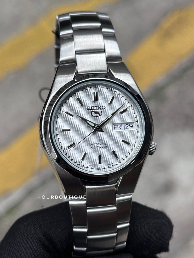 Brand New Seiko 5 White Mesh Dial 37mm Automatic Watch SNK601K1