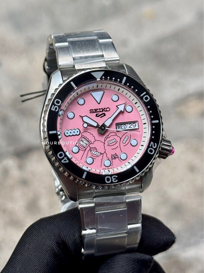 Brand New Seiko 5 x Millions Monster Collab Pink Dial Automatic Watch SRPL69K1