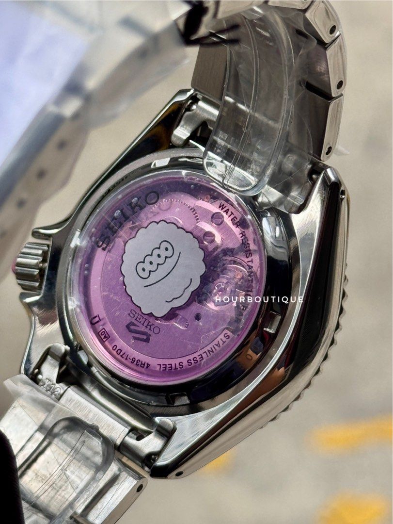 Brand New Seiko 5 x Millions Monster Collab Pink Dial Automatic Watch SRPL69K1