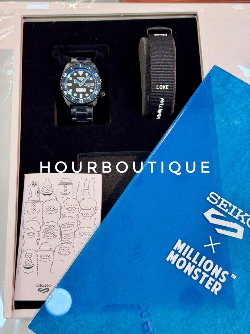 Brand New Seiko 5 X Millions Monster Collab Black Case Automatic Watch SRPL67K1
