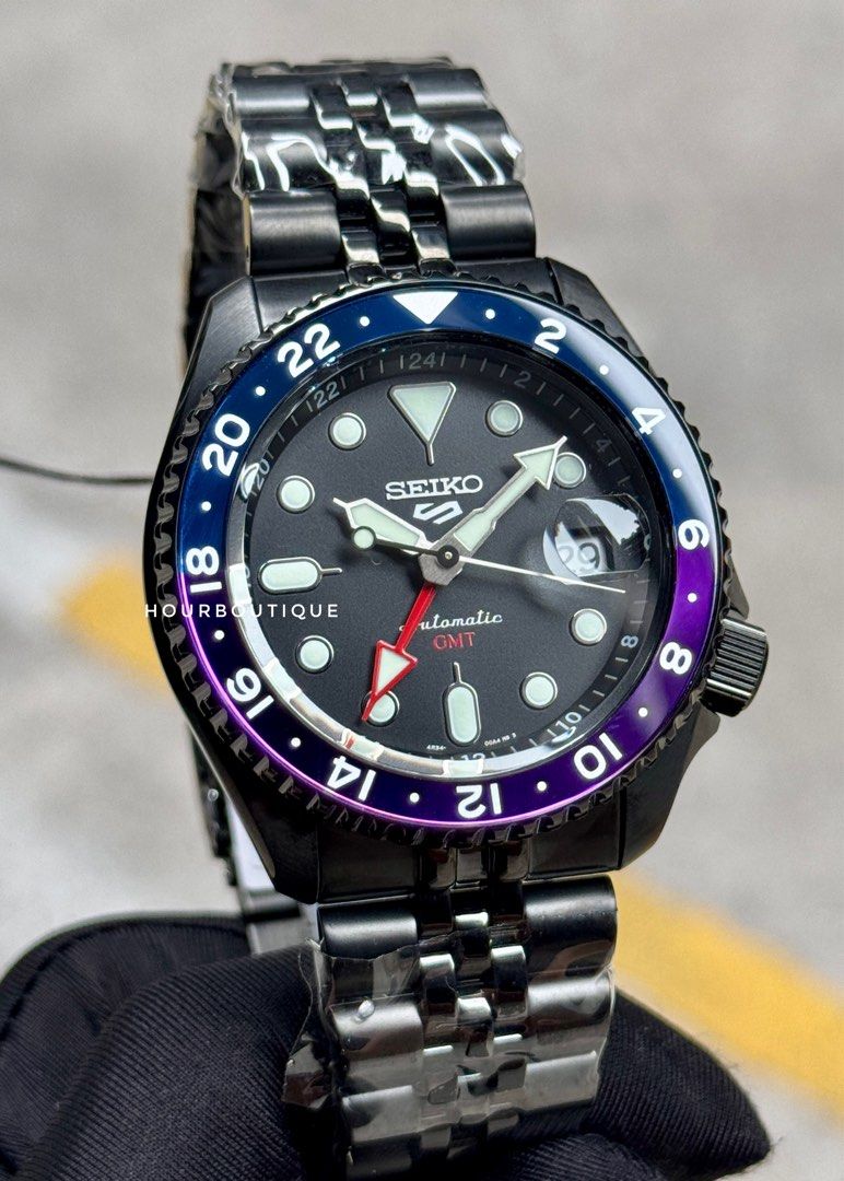 Brand New Seiko 5 Yuto Horigome Automatic GMT Watch with Blue Purple Bezel SSK027K1