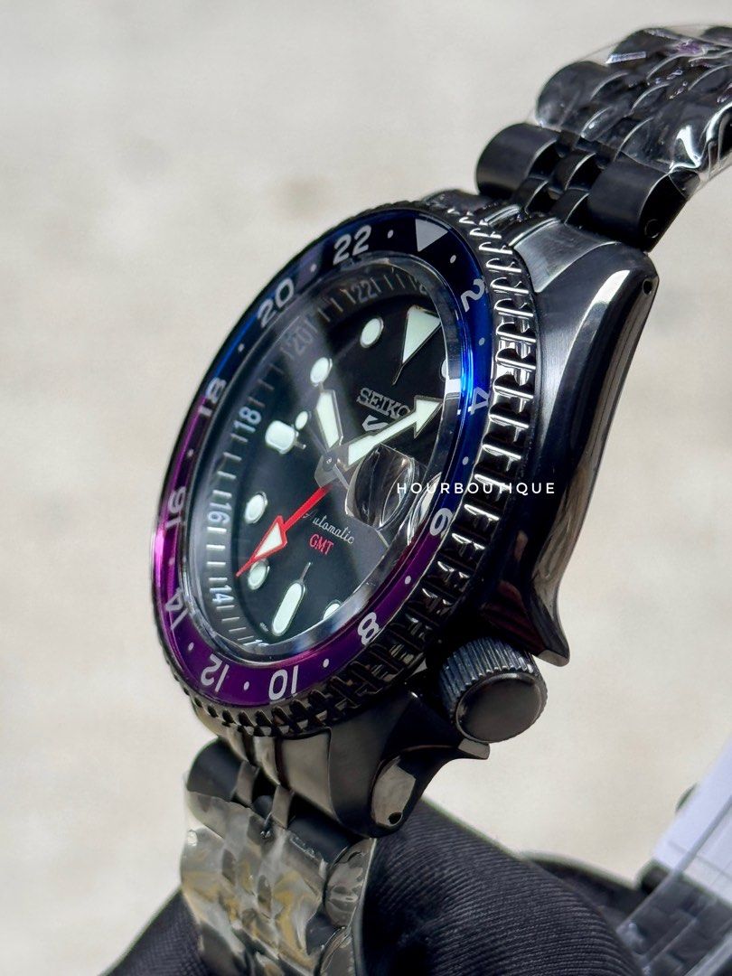 Brand New Seiko 5 Yuto Horigome Automatic GMT Watch with Blue Purple Bezel SSK027K1