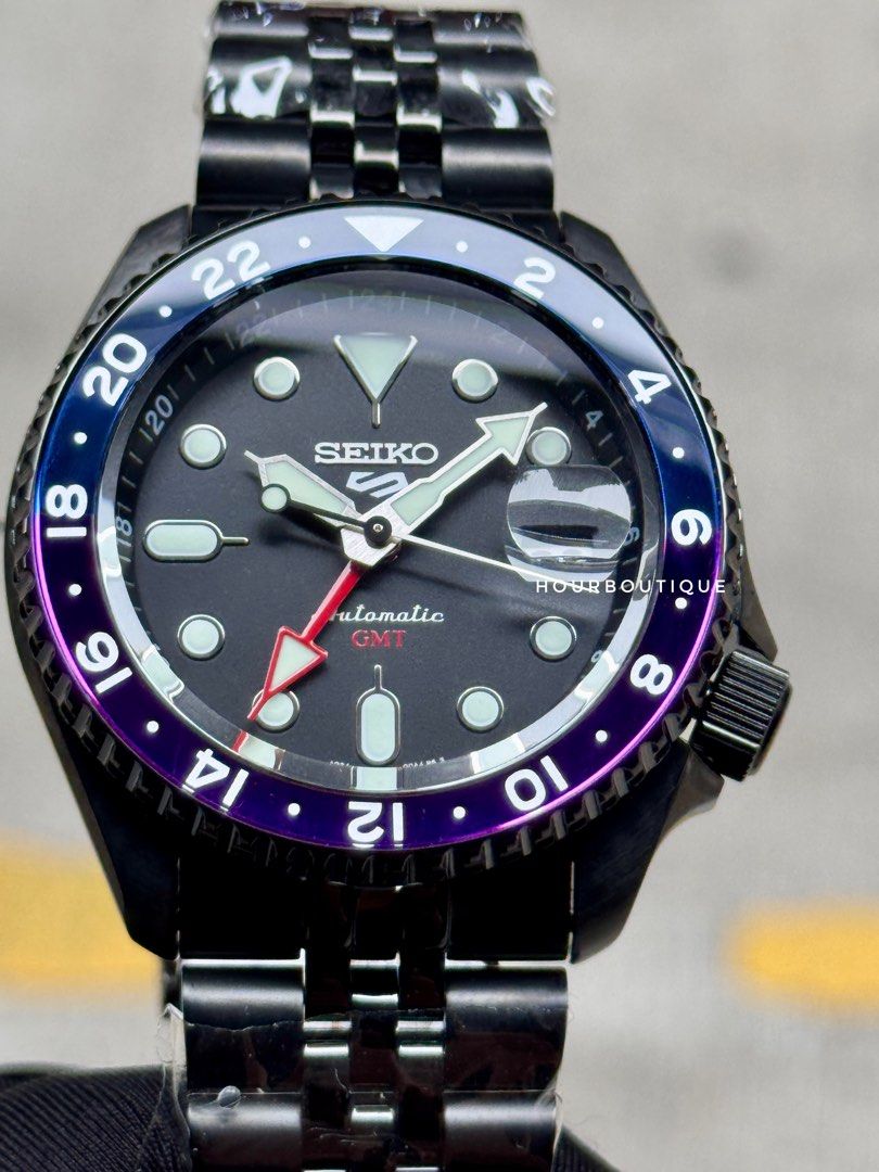 Brand New Seiko 5 Yuto Horigome Automatic GMT Watch with Blue Purple Bezel SSK027K1
