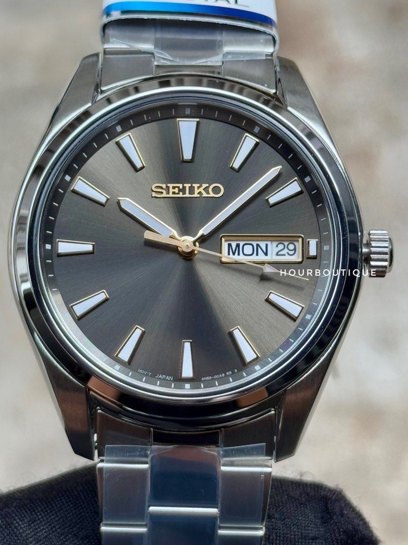 Brand New Seiko Grey Dial Sapphire Crystal Quartz Watch SUR343P1