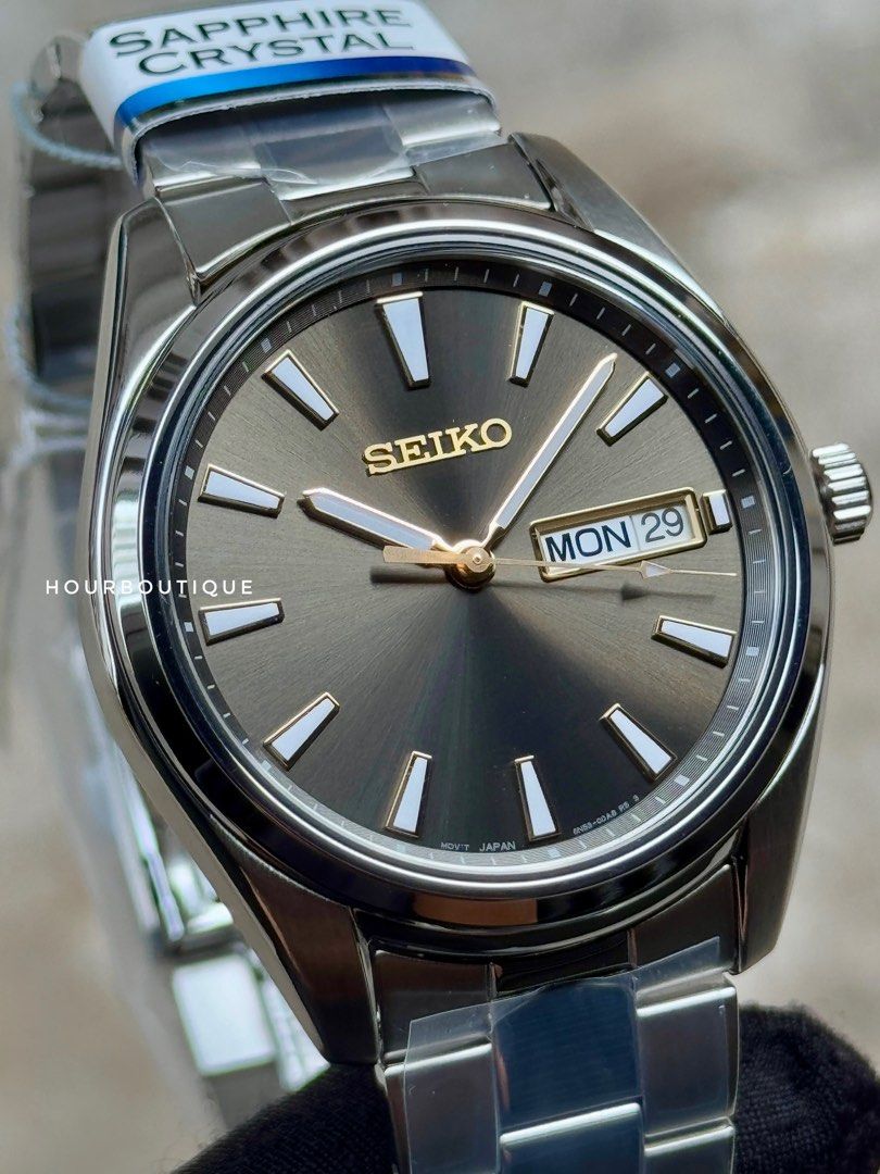 Brand New Seiko Grey Dial Sapphire Crystal Quartz Watch SUR343P1
