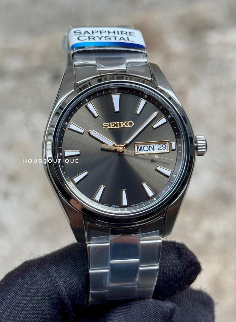 Brand New Seiko Grey Dial Sapphire Crystal Quartz Watch SUR343P1