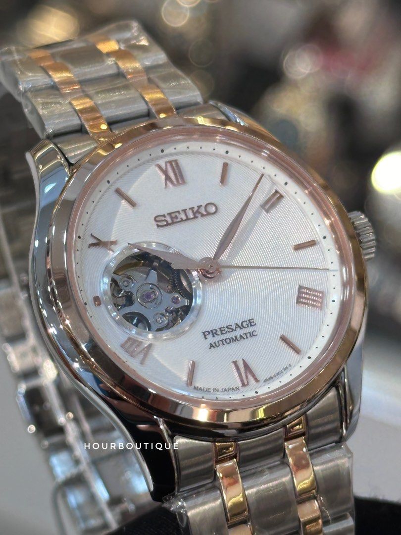 Brand New Seiko Presage 38mm Two Tone Automatic White Dial Watch SARY174 SSA412J1