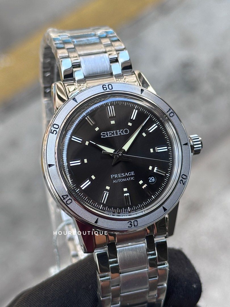 Brand New Seiko Presage 60’s Style Black Dial Automatic Mens Watch SARY249