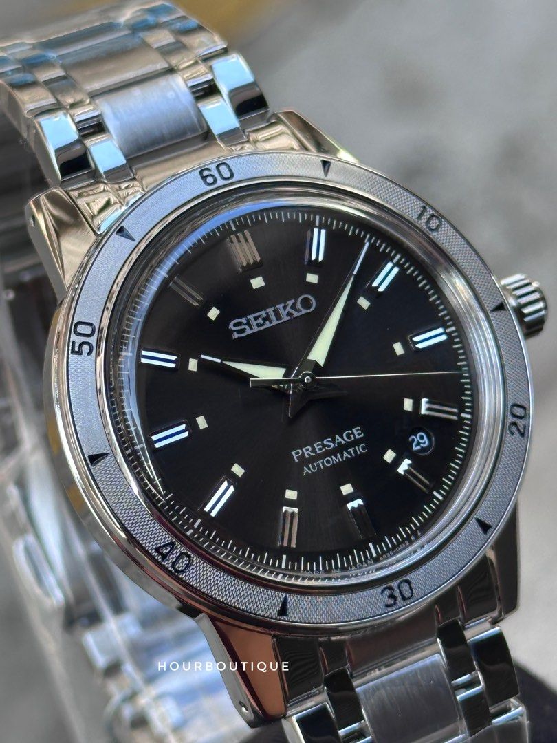 Brand New Seiko Presage 60’s Style Black Dial Automatic Mens Watch SARY249