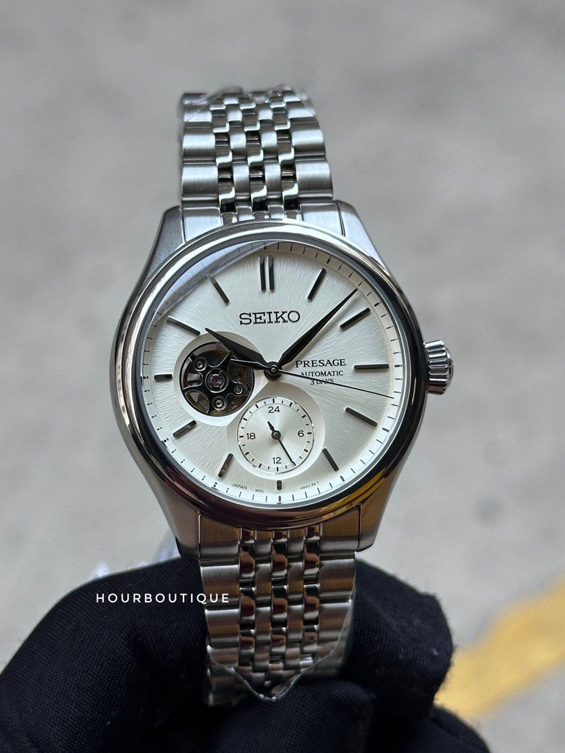 Brand New Seiko Presage Classics Open Heart White Dial Nens Automatic Watch SARJ007
