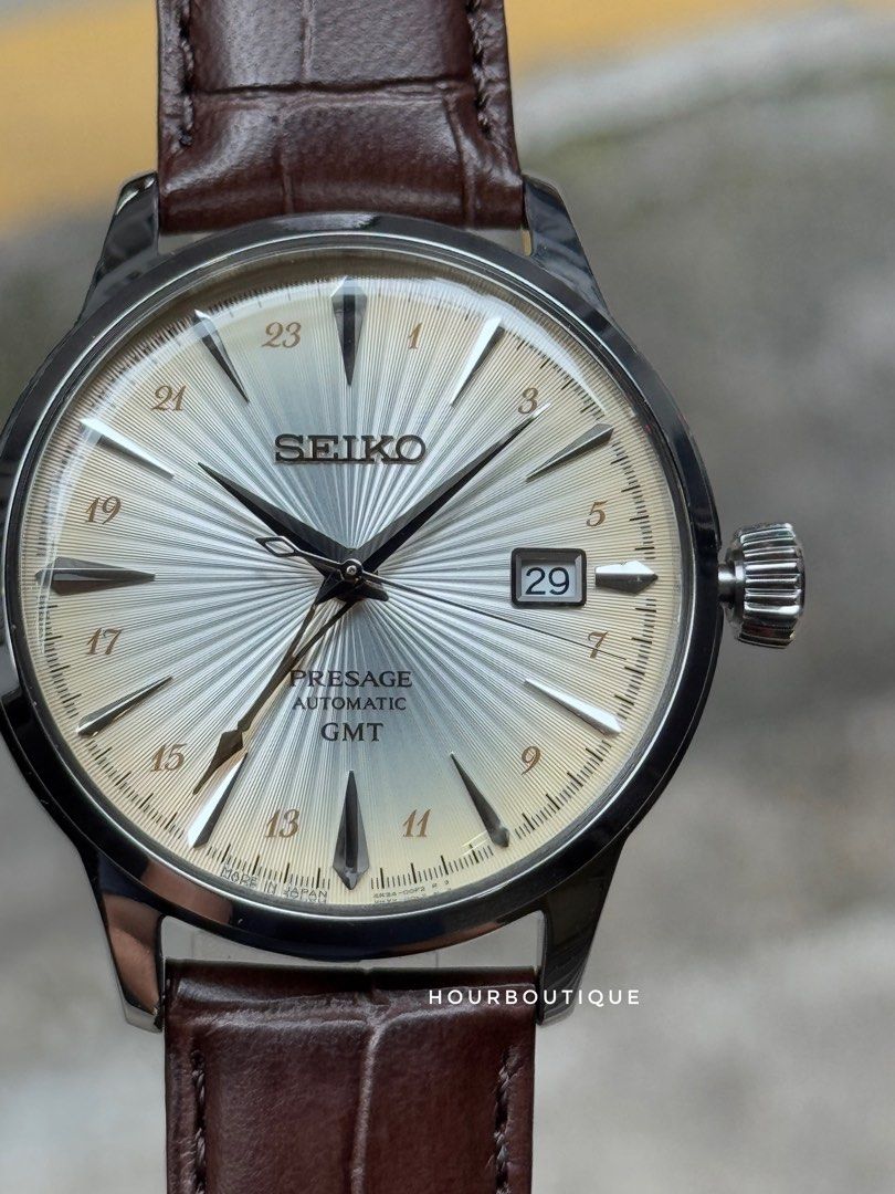 Brand New Seiko Presage Cream Dial GMT Automatic Dress Watch SSK041J1
