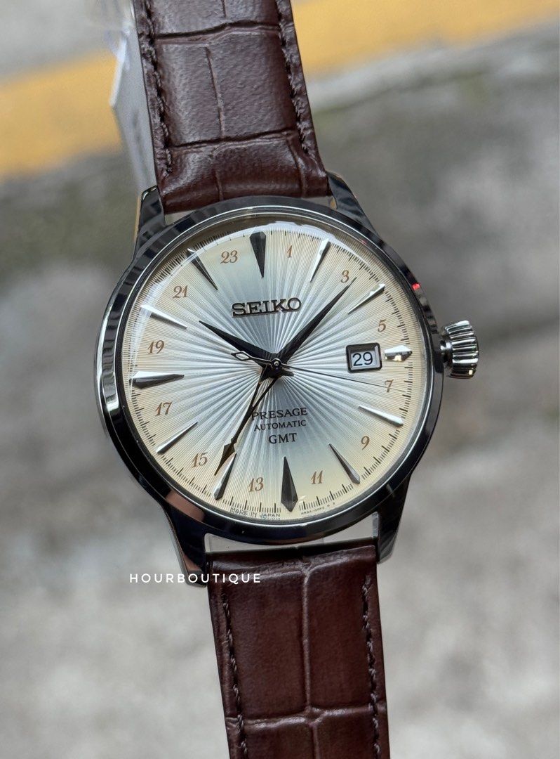 Brand New Seiko Presage Cream Dial GMT Automatic Dress Watch SSK041J1