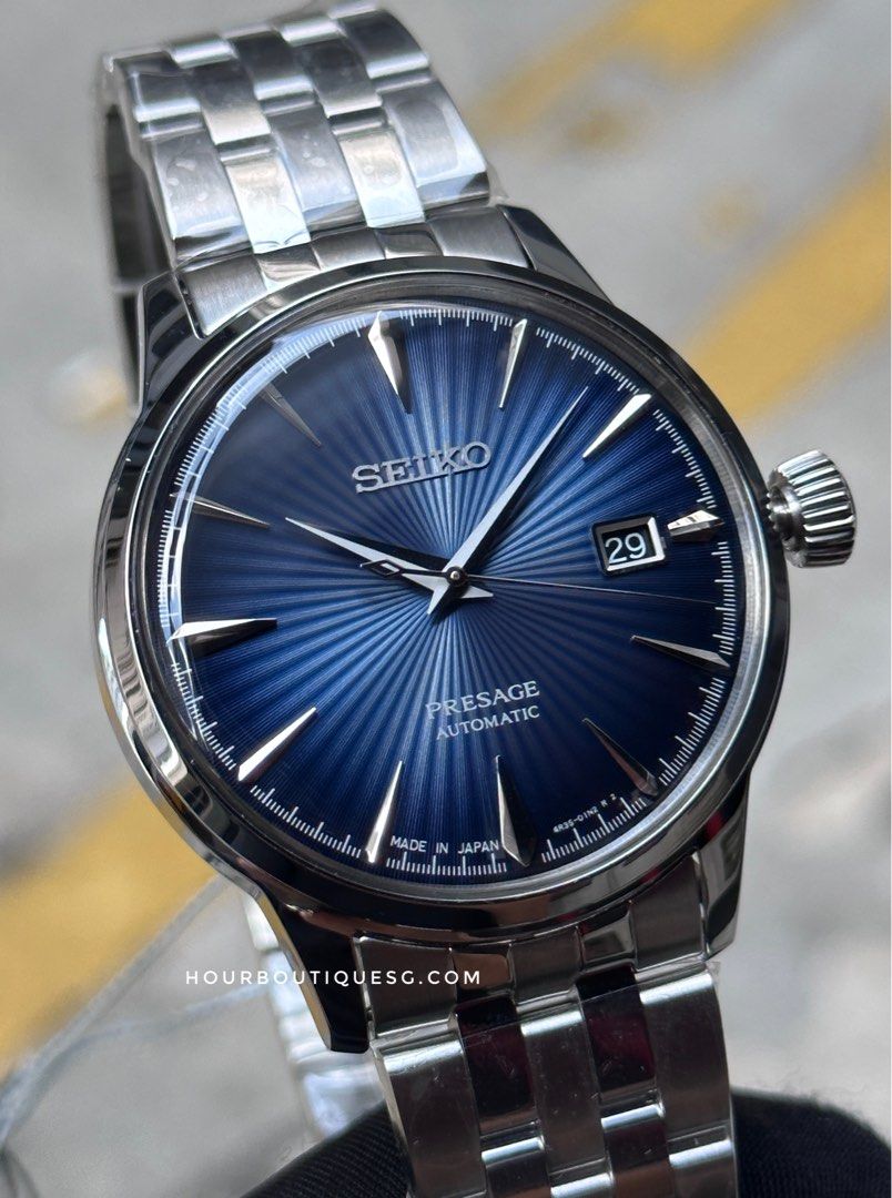 Brand New Seiko Presage Dark Blue Cocktail Time Automatic Dress Watch SARY123