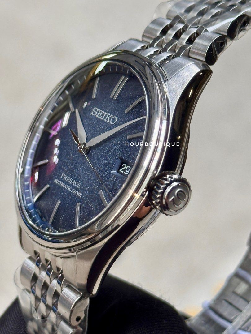 Brand New Seiko Presage Dark Blue Textured Dial Automatic Watch SPB525J1