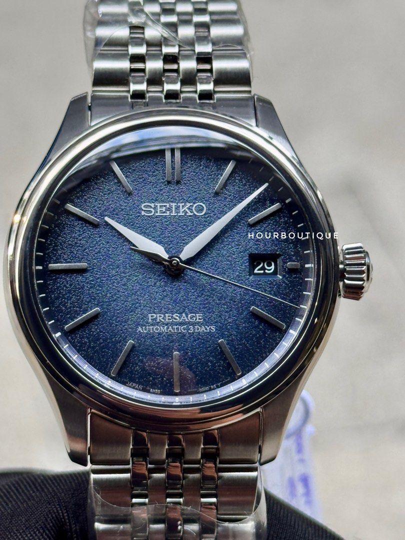Brand New Seiko Presage Dark Blue Textured Dial Automatic Watch SPB525J1