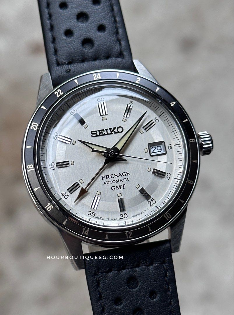 Brand New Seiko Presage GMT 60s Style Silver Dial Automatic Watch