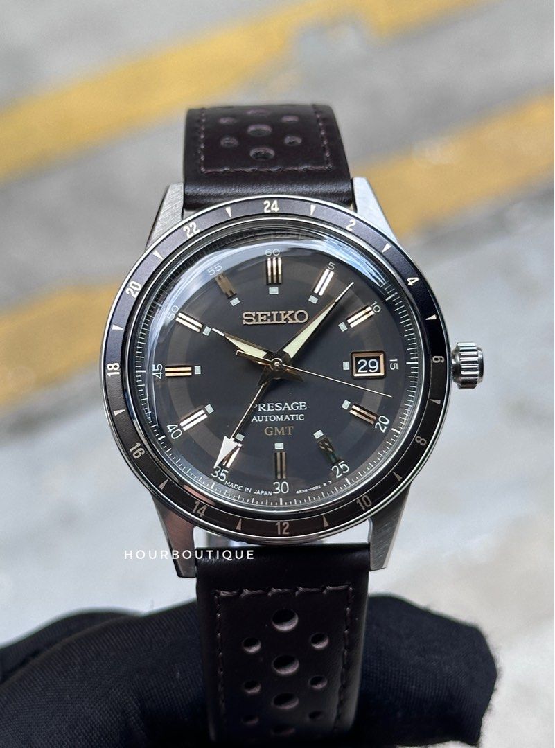 Brand New Seiko Presage Grey Dial GMT Men’s Automatic Watch SSK013J1