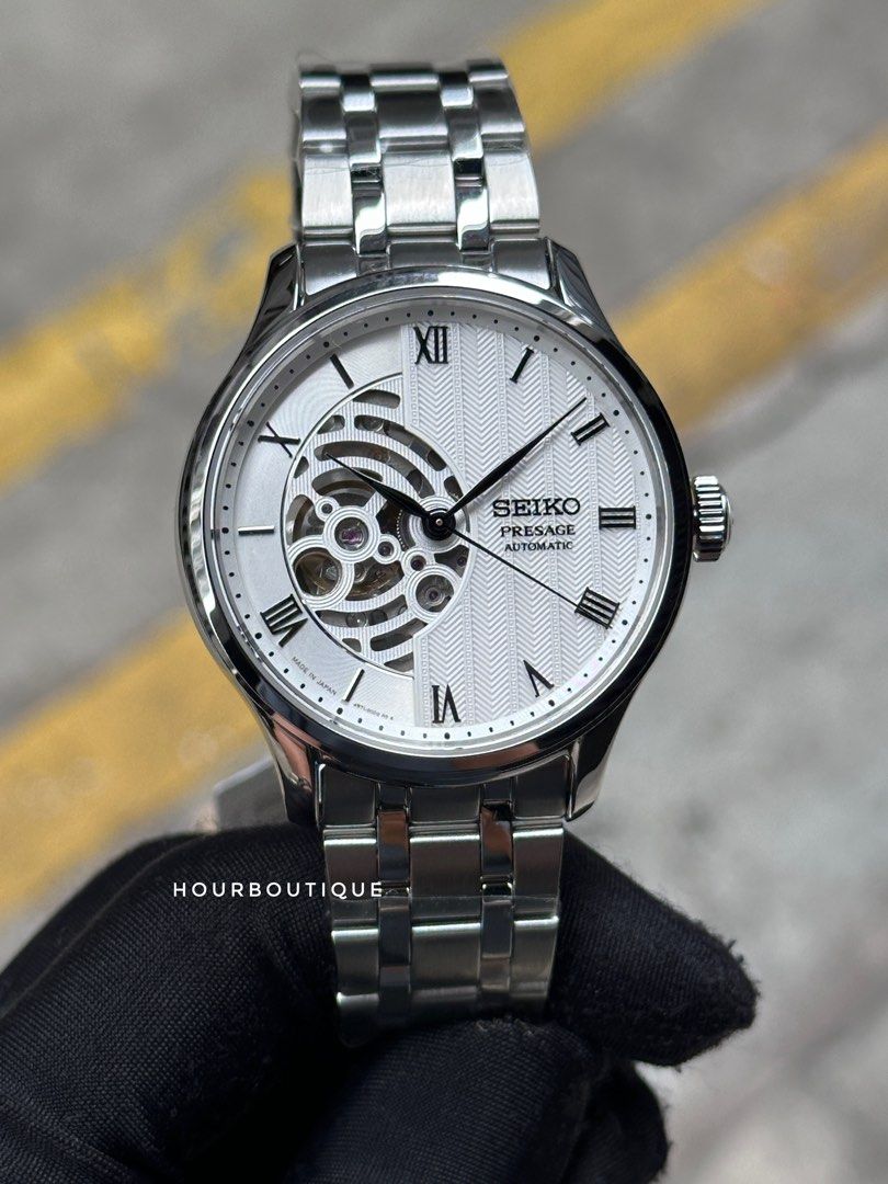 Brand New Seiko Presage Japanese Garden White Dial Automatic Skeleton Watch SARY251