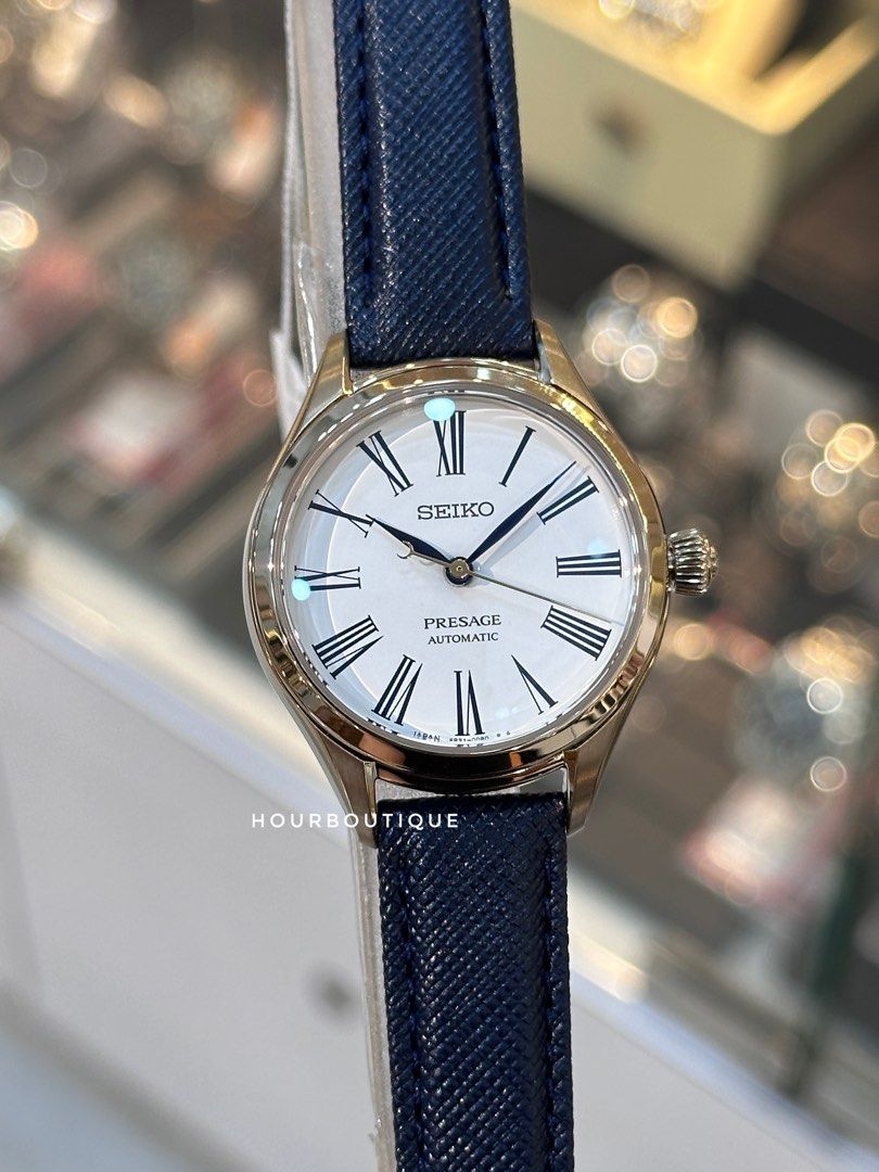 Brand New Seiko Presage Lady’s Enamel Dial Gold PVD Case Automatic Dress Watch SPB234J1