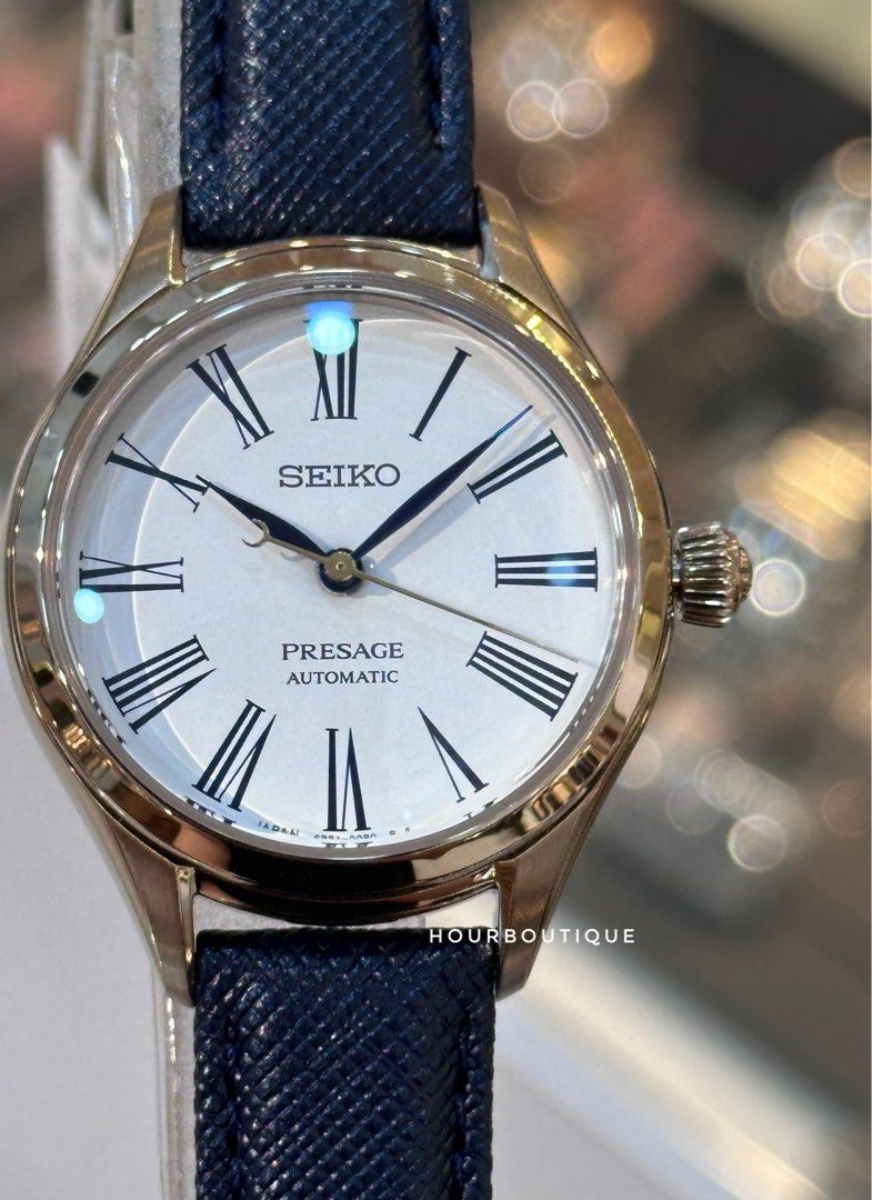 Brand New Seiko Presage Lady’s Enamel Dial Gold PVD Case Automatic Dress Watch SPB234J1
