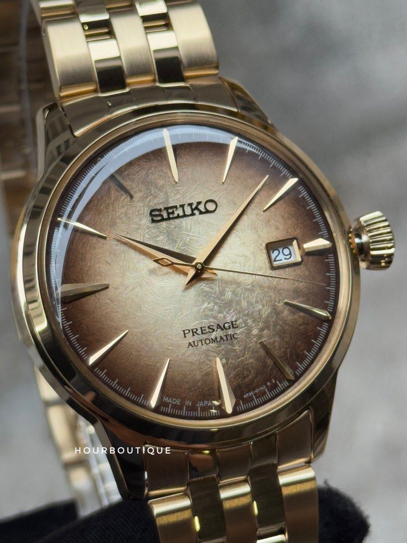 Brand New Seiko Presage USA Exclusive PVD Gold Case Automatic Watch SRPK48J1