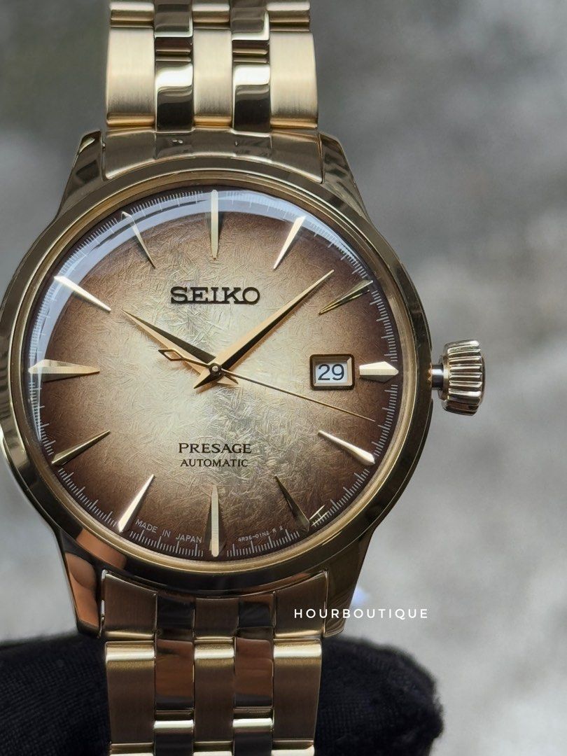 Brand New Seiko Presage USA Exclusive PVD Gold Case Automatic Watch SRPK48J1