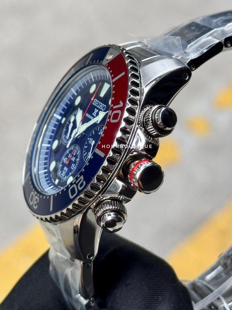 Brand New Seiko Prospex Solar Chronograph Divers Pepsi Watch SSC783P1