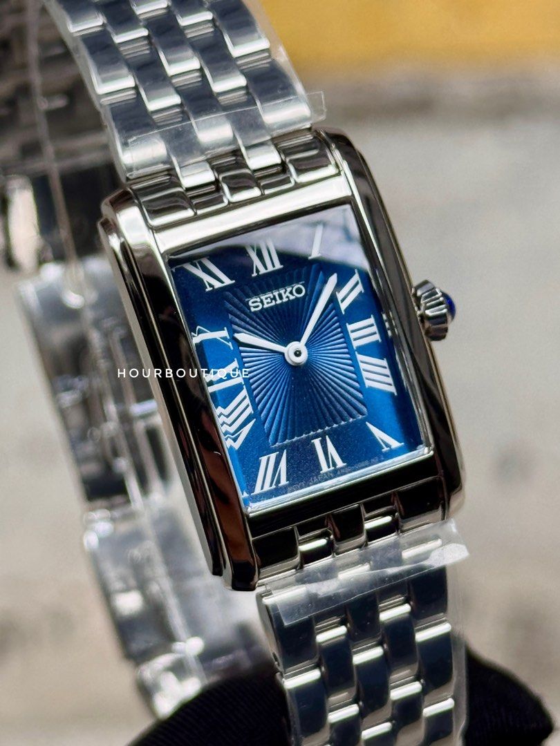 Brand New Seiko Quartz Blue Rectangular Lady’s Watch SWR085P1