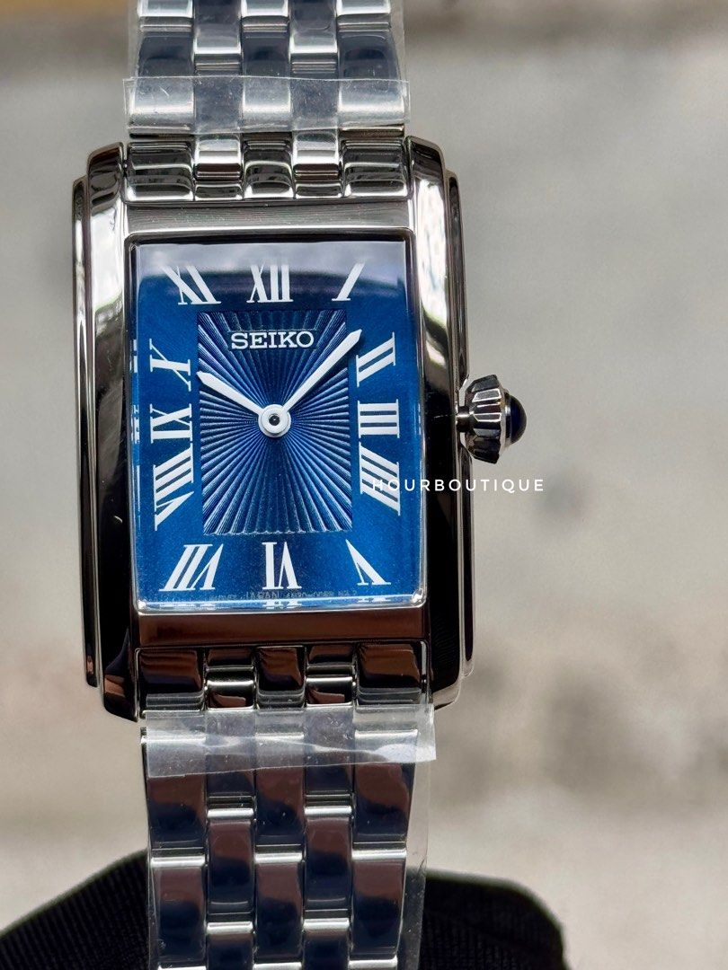 Brand New Seiko Quartz Blue Rectangular Lady’s Watch SWR085P1