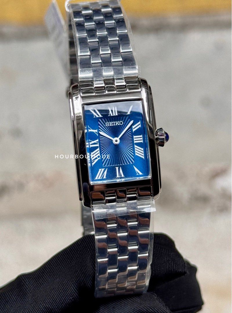 Brand New Seiko Quartz Blue Rectangular Lady’s Watch SWR085P1