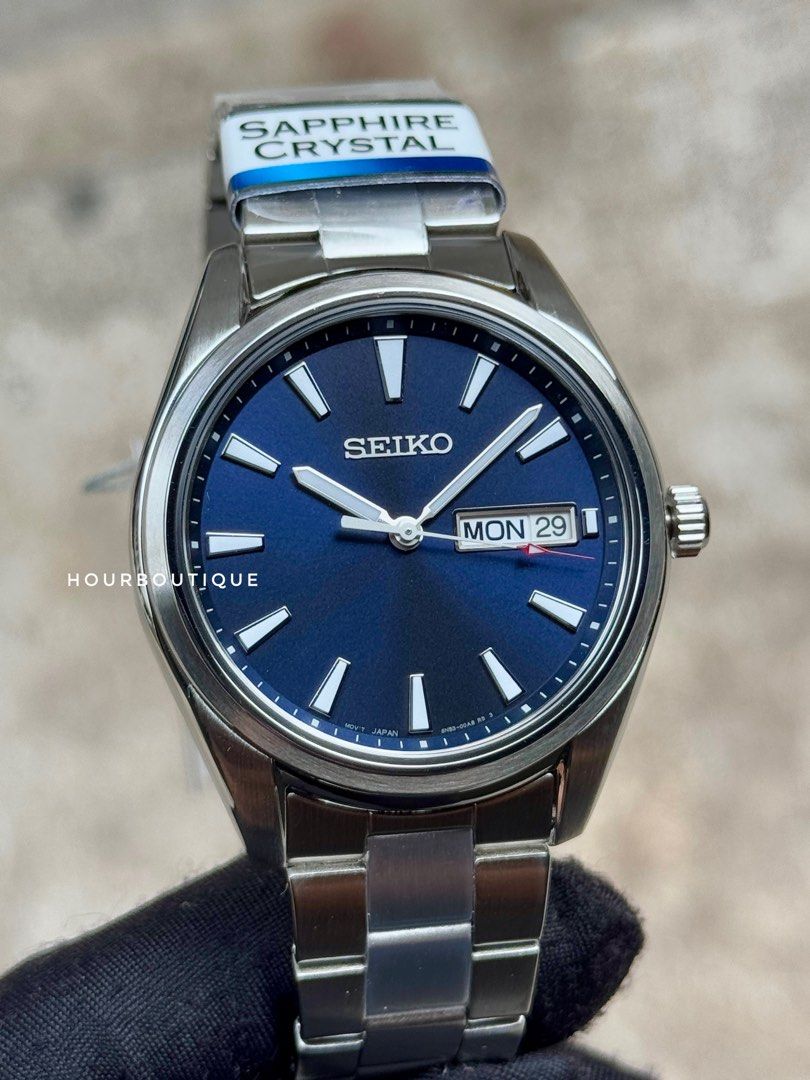 Brand New Seiko Quartz Sapphire Crystal Blue Dial Watch SUR341P1