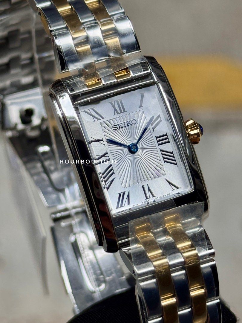 Brand New Seiko Quartz Two Tone Lady’s Rectangular Watch SWR086P1