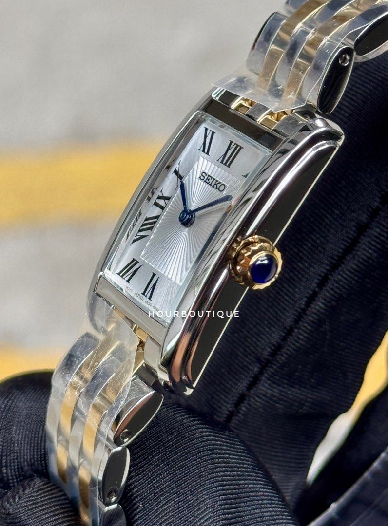Brand New Seiko Quartz Two Tone Lady’s Rectangular Watch SWR086P1
