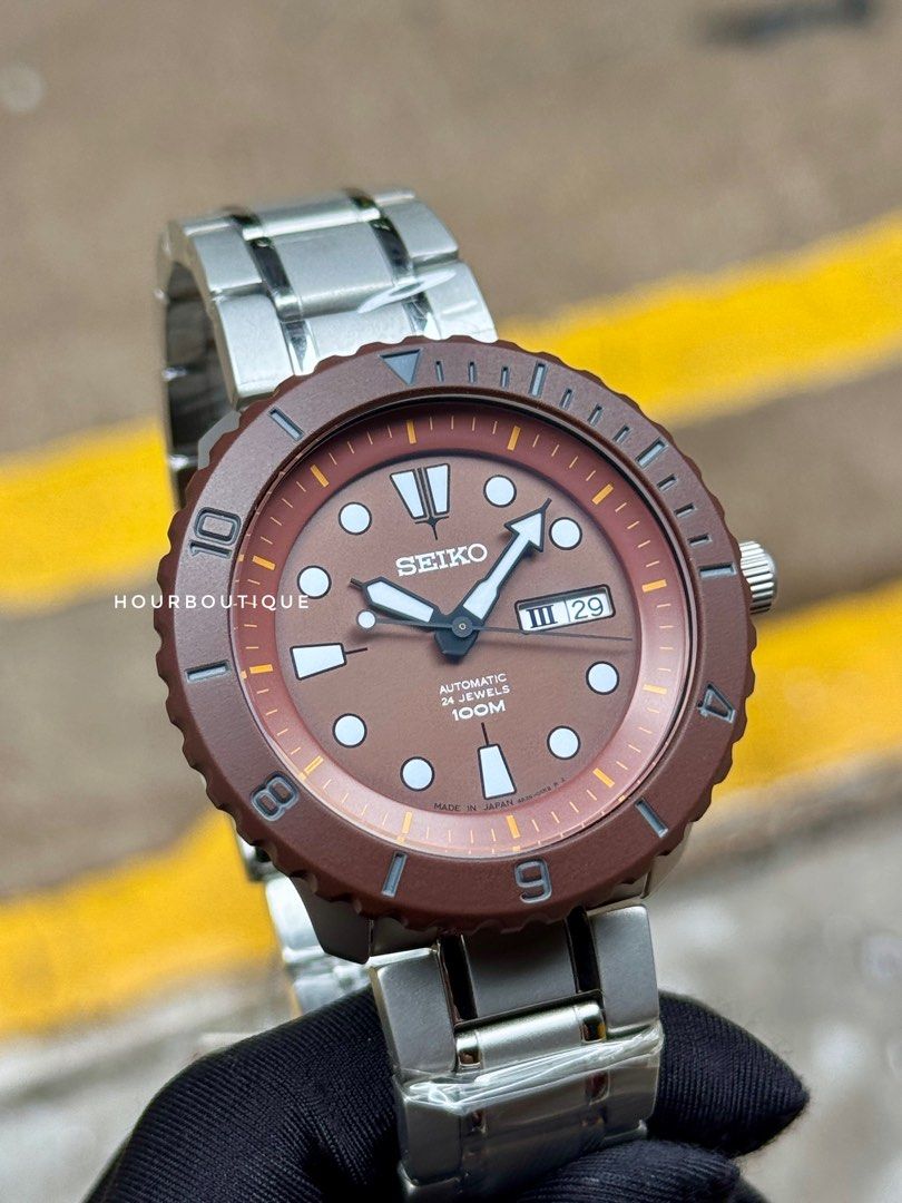 Brand New Seiko Save The Sea Special Edition Automatic Brown Cookie Dial Watch SRPA45J1