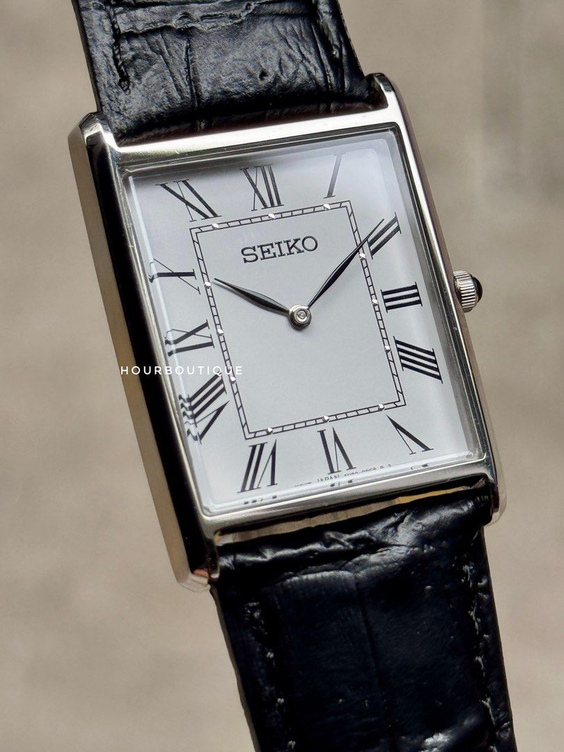 Brand New Seiko Tank Quartz White Roman Dial Rectangular Watch SWR049P1