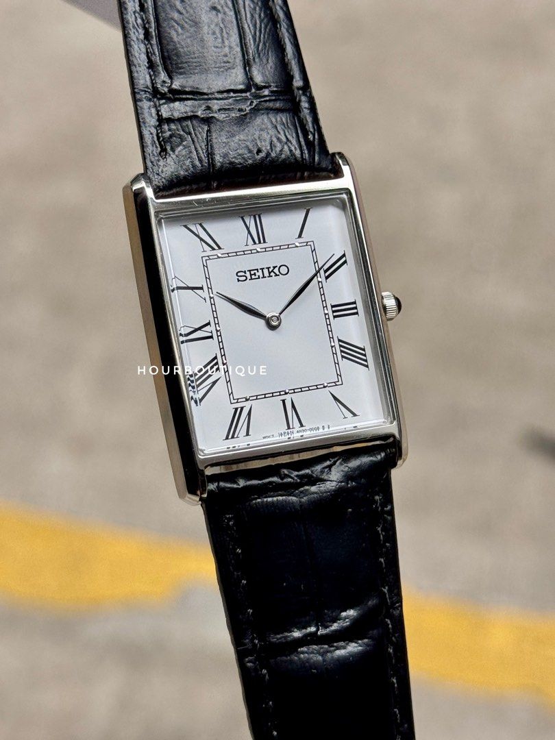 Brand New Seiko Tank Quartz White Roman Dial Rectangular Watch SWR049P1
