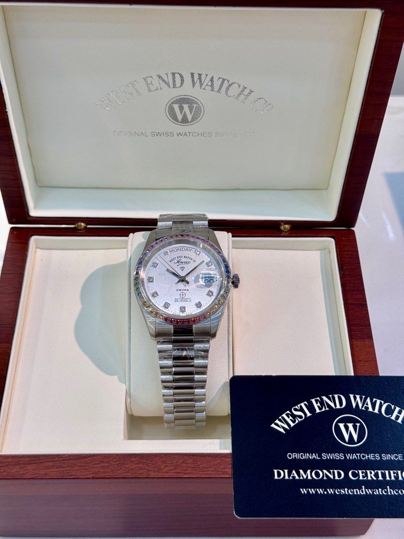 Brand New West End Watch Co. Swiss Made Rainbow Bezel Automatic Watch