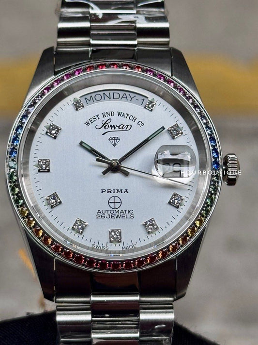 Brand New West End Watch Co. Swiss Made Rainbow Bezel Automatic Watch