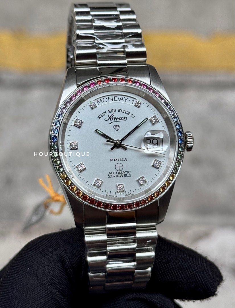 Brand New West End Watch Co. Swiss Made Rainbow Bezel Automatic Watch