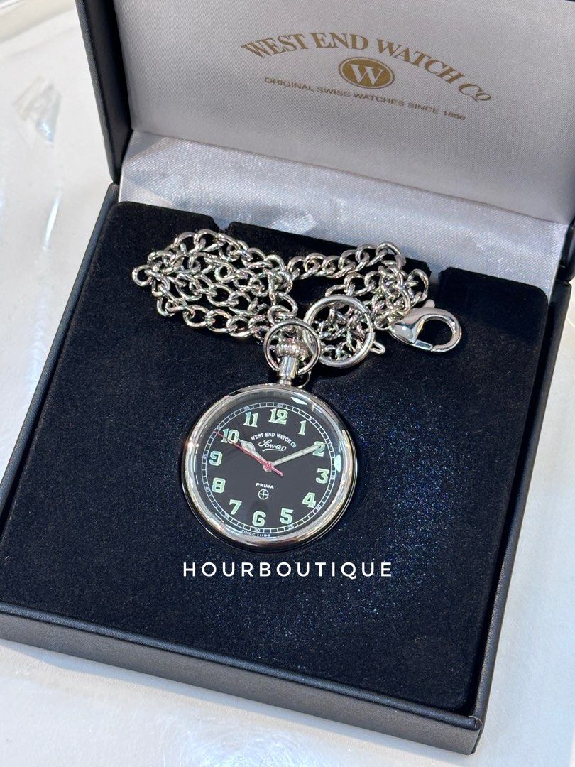 Brand New West End Watch Company Black Dial Swiss Made Quartz Pocket Watch